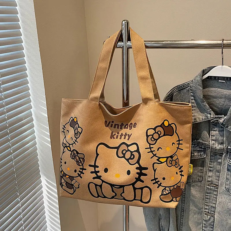 Hello Kitty Handbag Cute Cartoon Versatile Large Capacity Handbag Women Supplies Desktop Accessories Student Gift Wholesale