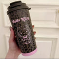 Cartoon Leopard HelloKitty Mug Stainless Steel Student Straw Double-drinking Large-capacity Coffee Cup Lovely Birthday Gift