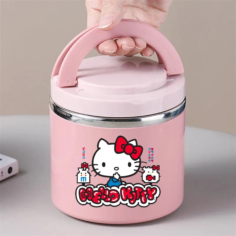 Sanrio HelloKitty Female Thermal Lunch Box Woman Bento Box Student Portable Food Container Cartoon Letter Printed Picnic Case