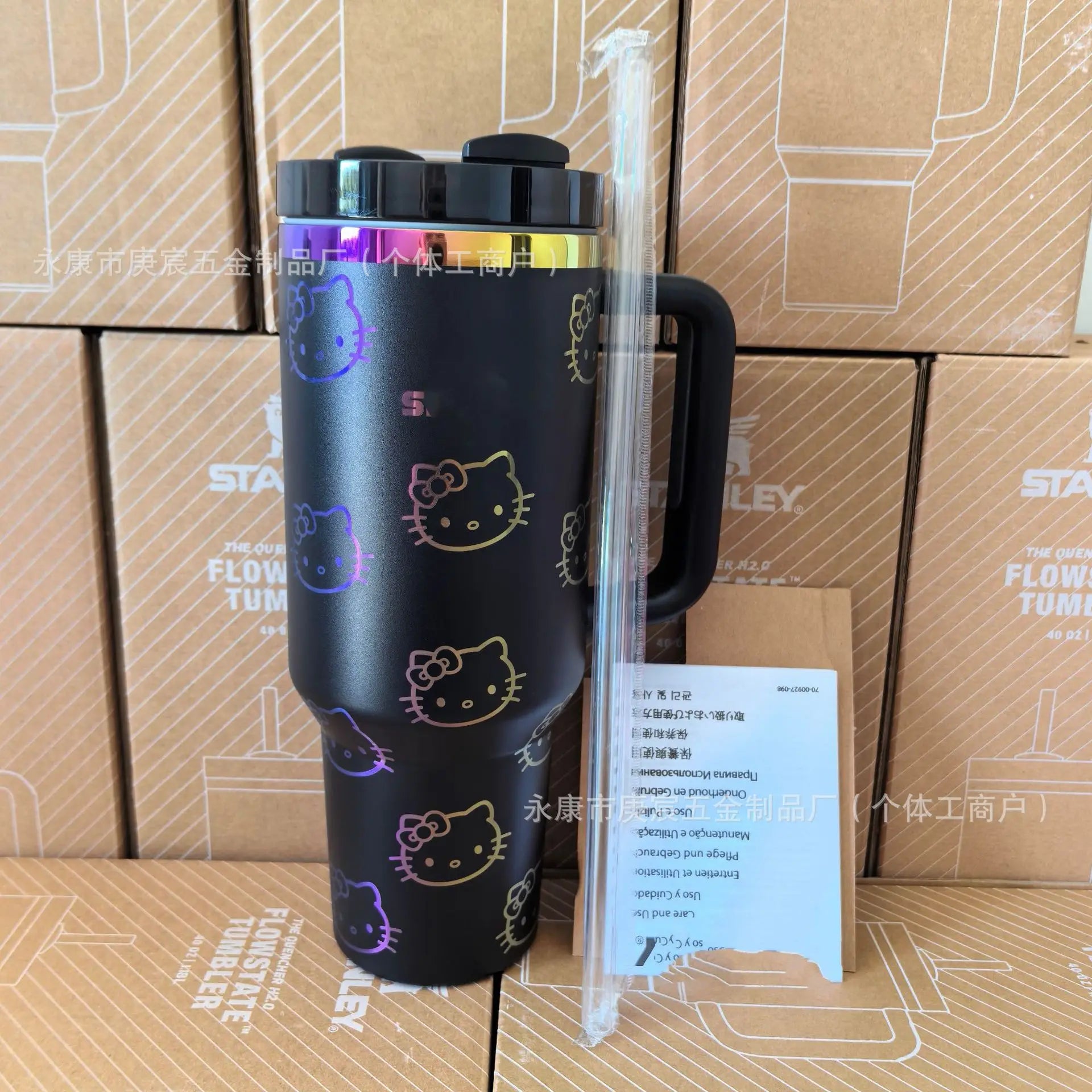 Hello Kitty Thermal Cup with Handle – Large Capacity Insulated Car Tumbler – Stainless Steel Ice Cup Water Bottle Mug for Girls Daily Outdoor Use