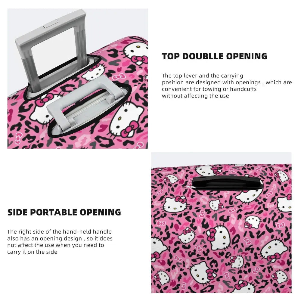 Custom Girls Kitten Classical Printing Luggage Cover Elastic Cute KT Cat Travel Suitcase Protective Covers Fits 18-32 Inch