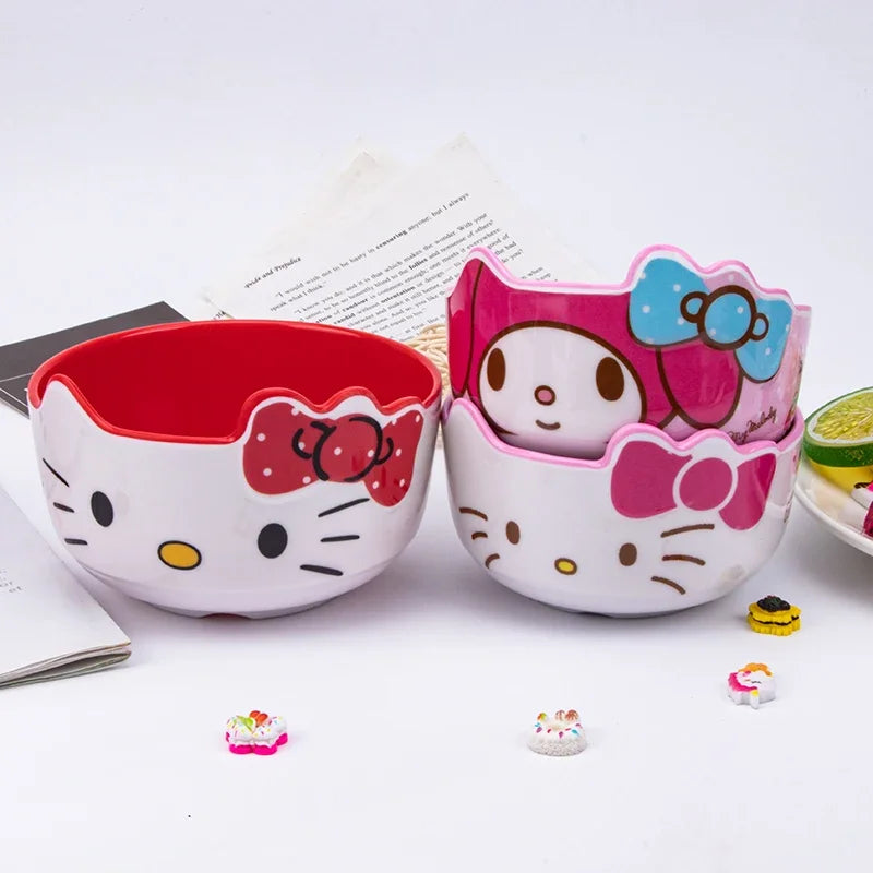 Kitty Unbreakable Kids Bowl with Large Capacity BPA-Free Dishwasher Safe Heat-Resistant Melamine Baby Tableware for Kids Adults