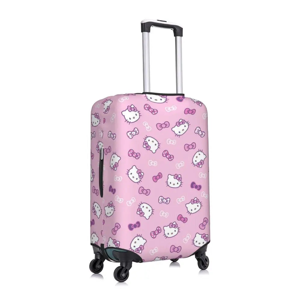 Custom Girls Kitten Classical Printing Luggage Cover Elastic Cute KT Cat Travel Suitcase Protective Covers Fits 18-32 Inch