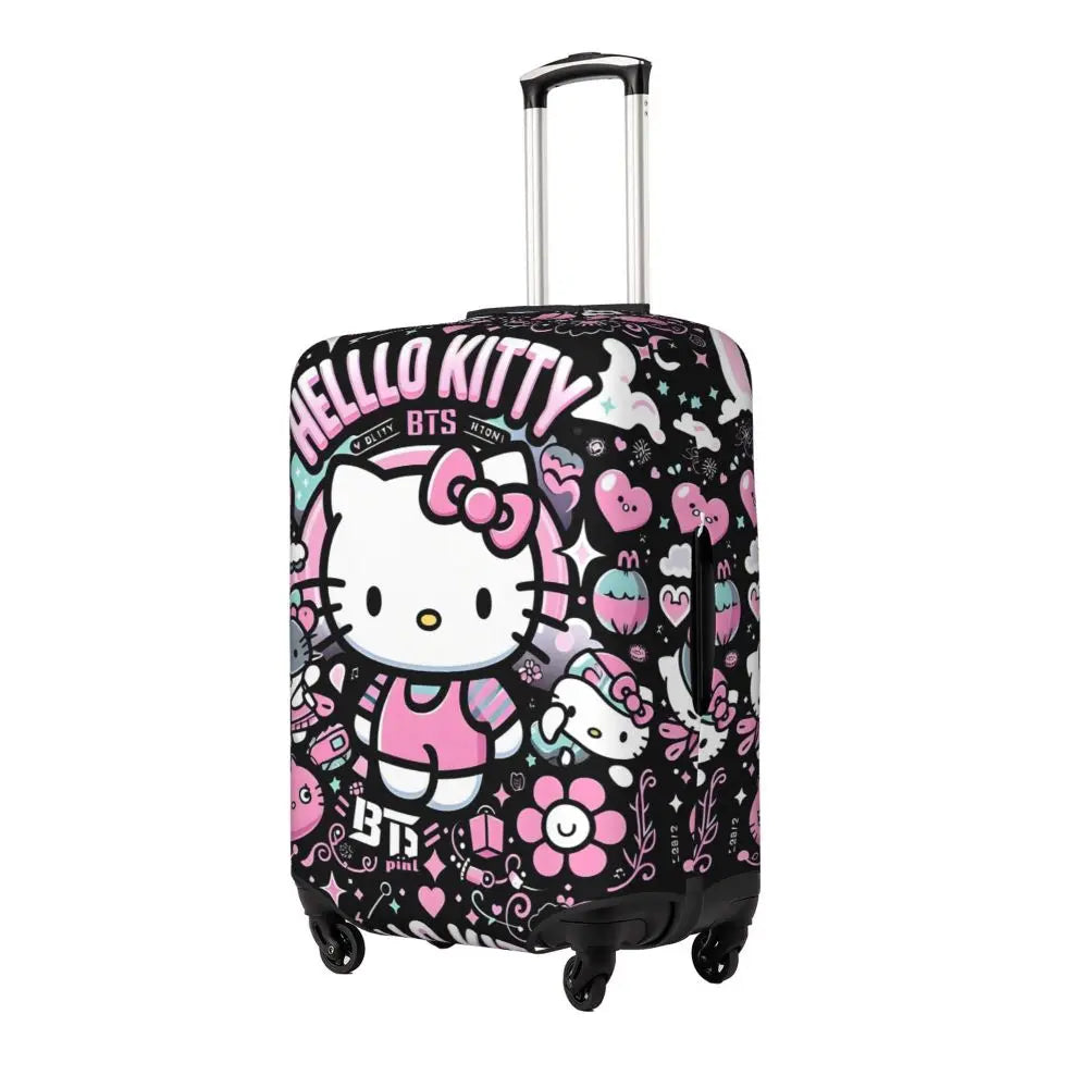 Custom Girls Kitten Classical Printing Luggage Cover Elastic Cute KT Cat Travel Suitcase Protective Covers Fits 18-32 Inch