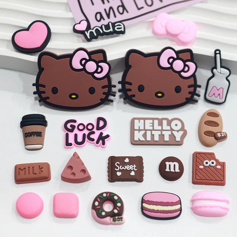Beach Style Hello Kitty Shoe Charms Set – Cute Bow Sandal Accessories for Clogs & DIY Shoe Decoration