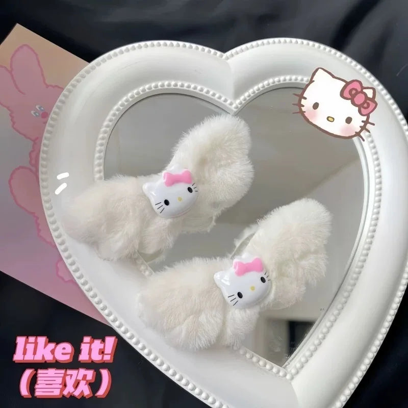 15Pcs/Set Hello Kitty Hair Clip Anime Pink Hairpin Girl's Barrettes Bangs Clip Women's Girls KT Cat Cute Side Hairpin Hair Rope