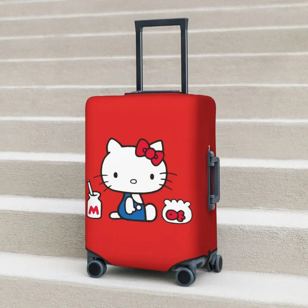 Custom Girls Kitten Classical Printing Luggage Cover Elastic Cute KT Cat Travel Suitcase Protective Covers Fits 18-32 Inch