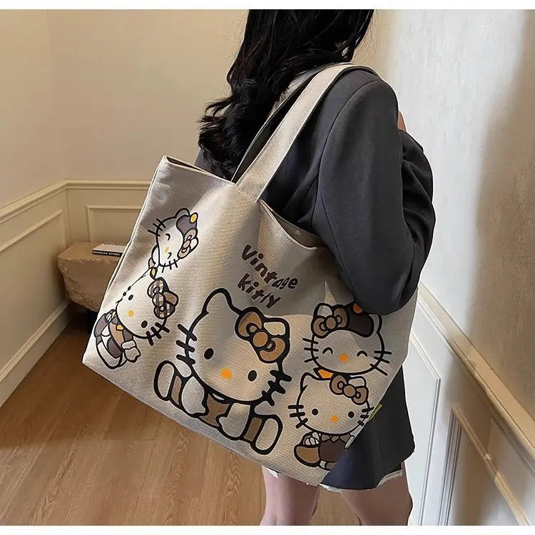 Hello Kitty Handbag Cute Cartoon Versatile Large Capacity Handbag Women Supplies Desktop Accessories Student Gift Wholesale