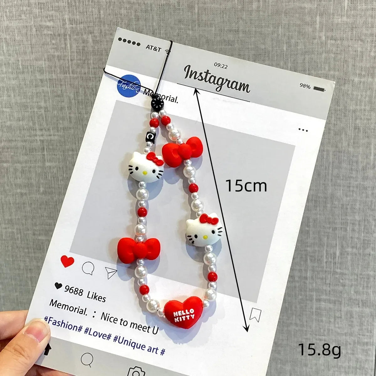 Cute Hello Kitty Beaded Phone Lanyard – Girly Phone Charm Strap & Anti-Lost Mobile Phone Chain