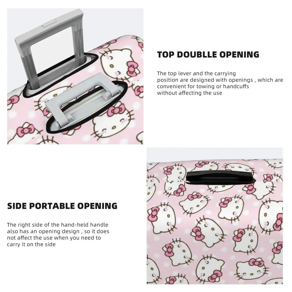 Custom Girls Kitten Classical Printing Luggage Cover Elastic Cute KT Cat Travel Suitcase Protective Covers Fits 18-32 Inch