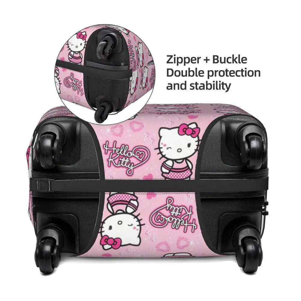 Custom Girls Kitten Classical Printing Luggage Cover Elastic Cute KT Cat Travel Suitcase Protective Covers Fits 18-32 Inch