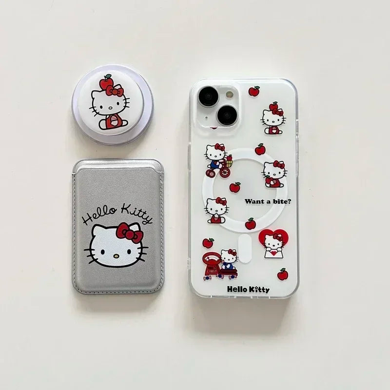Hello Kitty MagSafe Wallet Phone Case – Magnetic Card Holder & Wireless Charging Cover for iPhone 13, 14, 15, 16 & 17 Pro Max