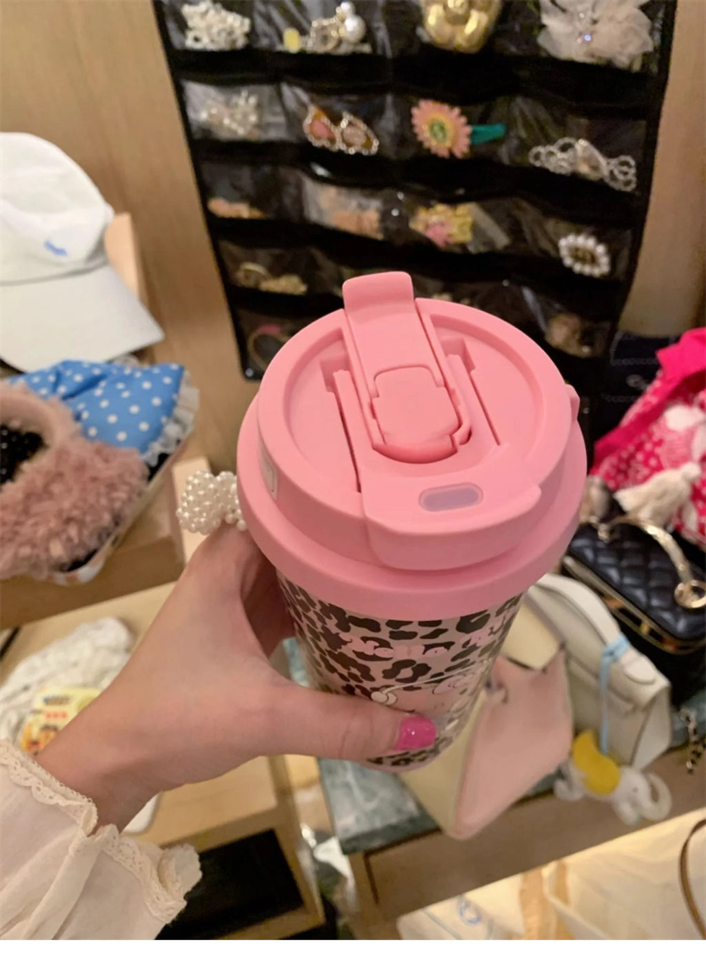 Cartoon Leopard HelloKitty Mug Stainless Steel Student Straw Double-drinking Large-capacity Coffee Cup Lovely Birthday Gift
