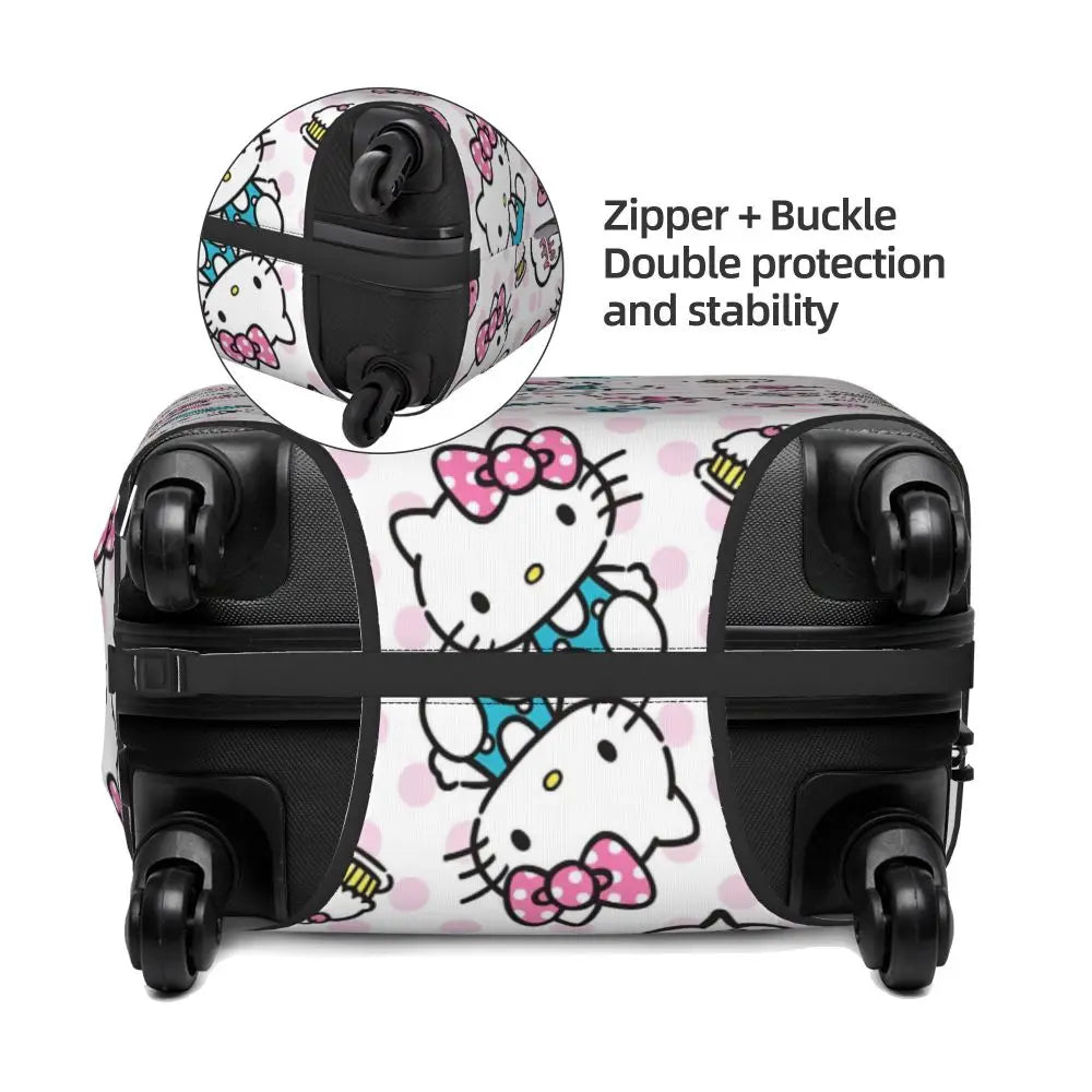 Custom Girls Kitten Classical Printing Luggage Cover Elastic Cute KT Cat Travel Suitcase Protective Covers Fits 18-32 Inch