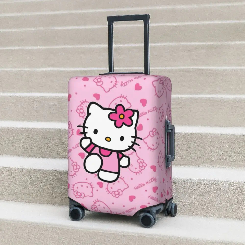Custom Girls Kitten Classical Printing Luggage Cover Elastic Cute KT Cat Travel Suitcase Protective Covers Fits 18-32 Inch