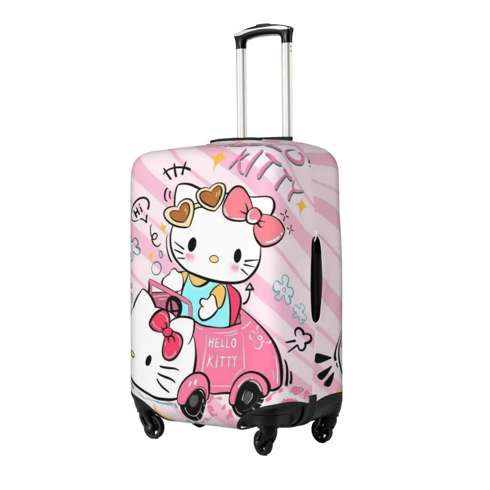 Custom Girls Kitten Classical Printing Luggage Cover Elastic Cute KT Cat Travel Suitcase Protective Covers Fits 18-32 Inch