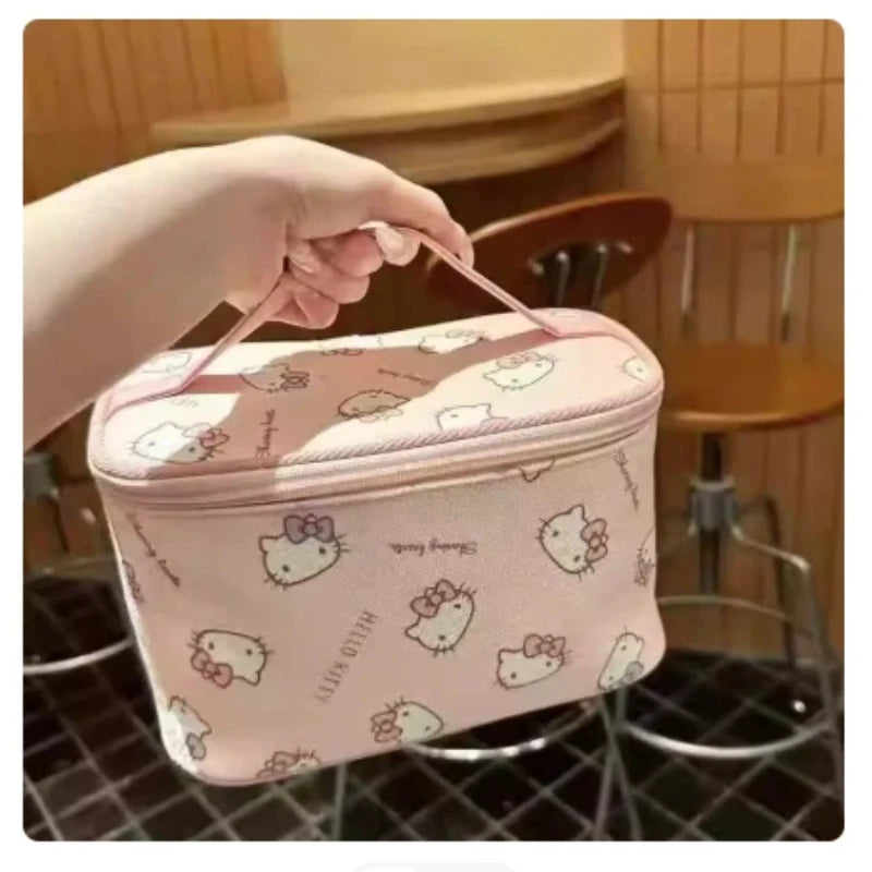 Hello Kitty Large Capacity Travel Makeup Bag – Portable Cosmetic & Toiletry Organizer with Compartments