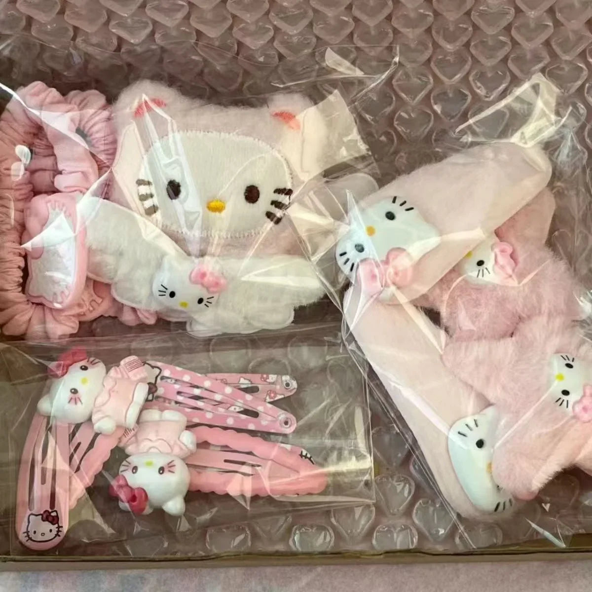 15Pcs/Set Hello Kitty Hair Clip Anime Pink Hairpin Girl's Barrettes Bangs Clip Women's Girls KT Cat Cute Side Hairpin Hair Rope