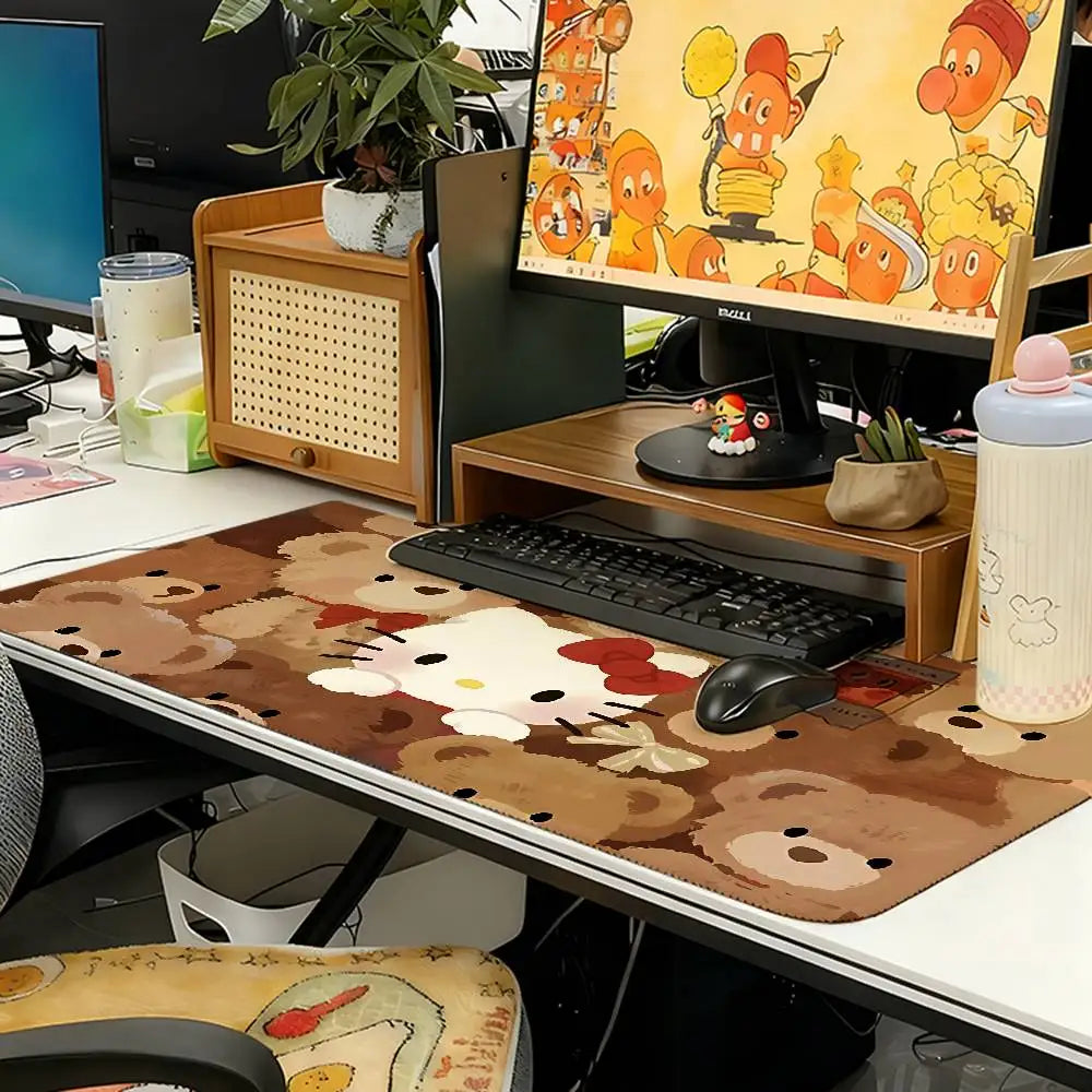 Kawaii Cartoon-H-hello-K-kittyS Cute Mouse Pad Computer Mat Deskpad Laptop Keyboard Mat Office Large Landscape Mousepad