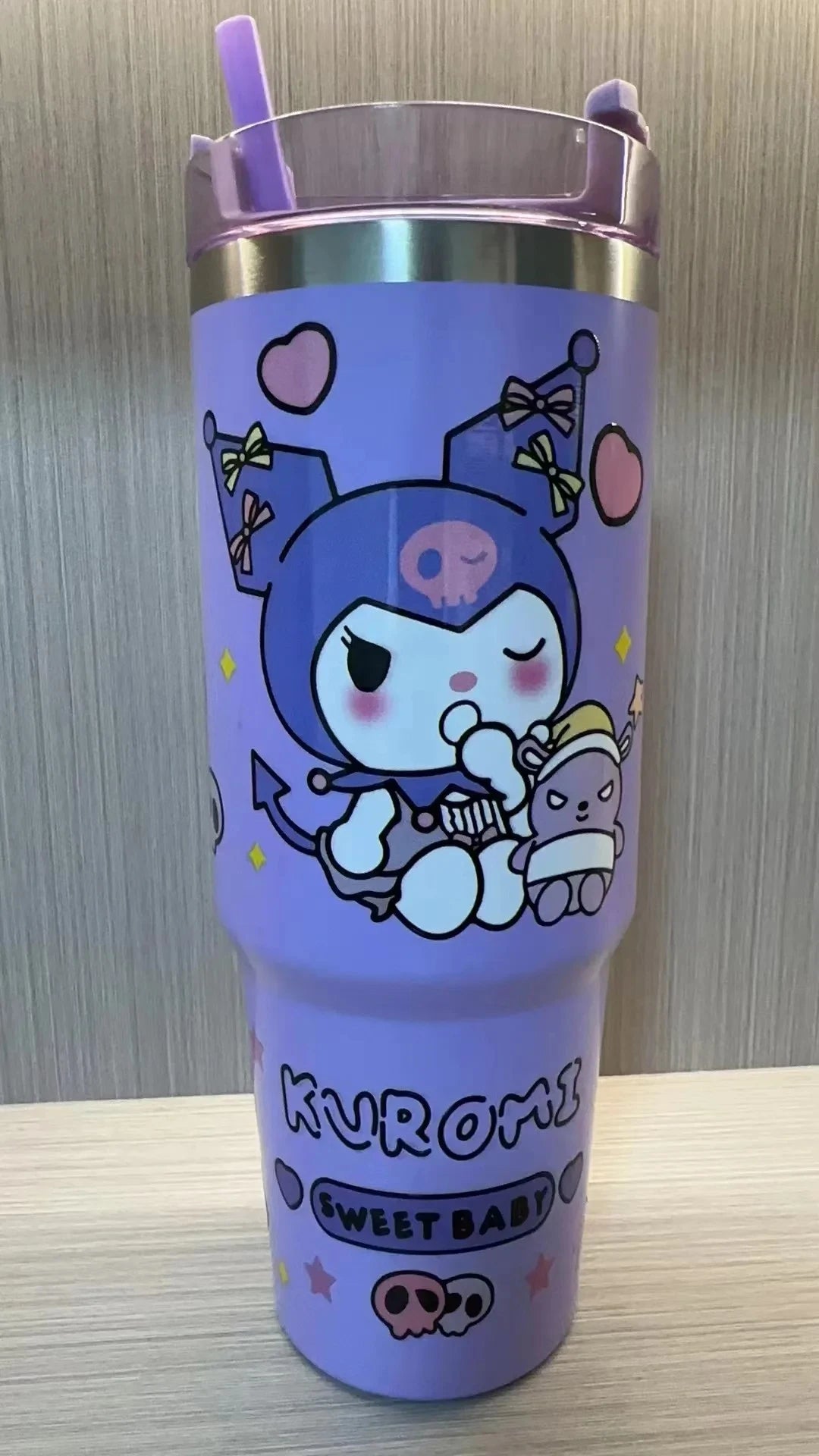 Kawaii Hello Kitty 900ML Thermos Cup Anime Sanrio Kuromi Cinnamoroll High Capacity Car Cup 304 Stainless Steel Vacuum Coffee Cup