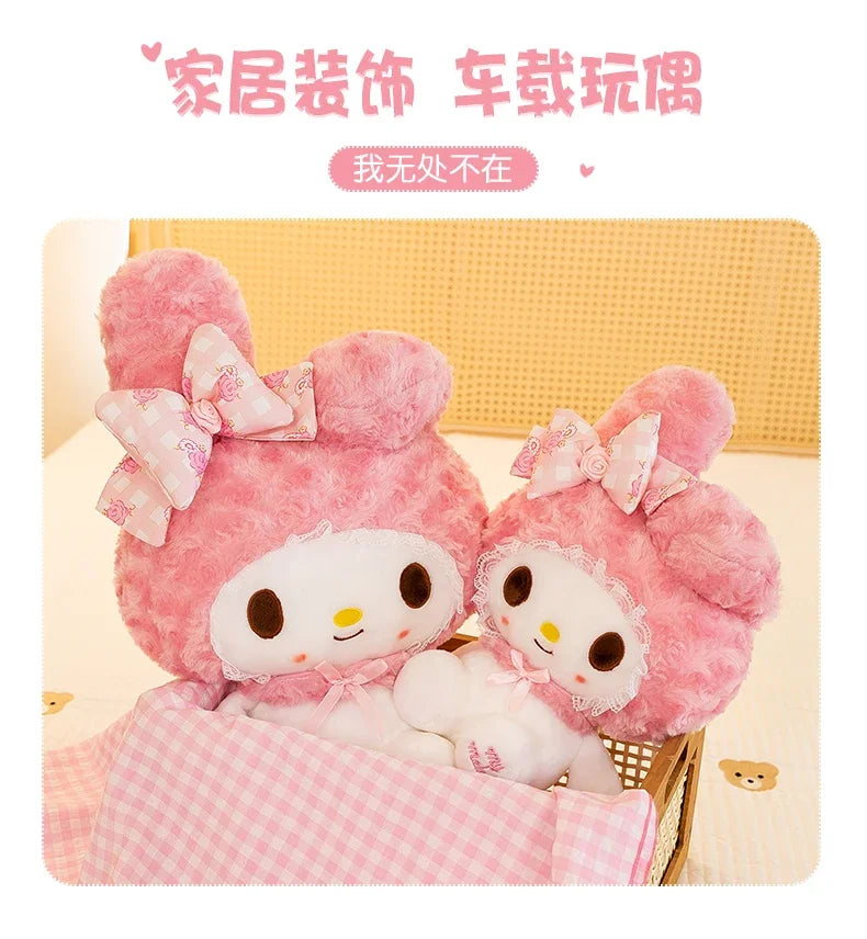 35cm Sanrio Hello Kitty & My Melody Plush Doll – Kawaii Rose Soft Stuffed Pillow Toy for Kids & Gifts