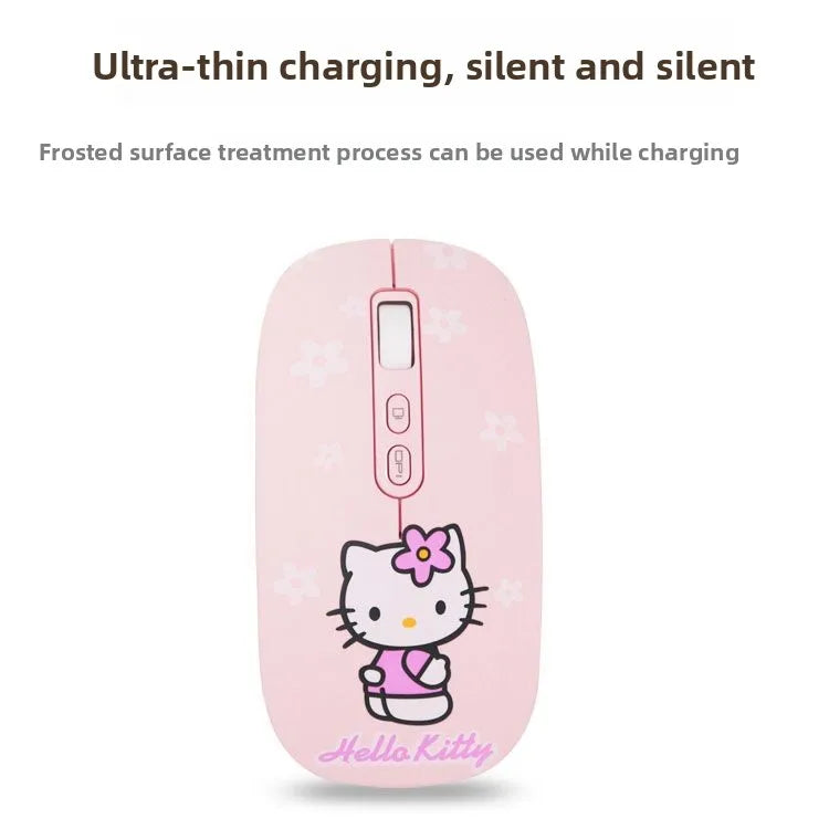 Cute cartoon character Hello kitty wireless Bluetooth dual-mode mouse Cute and fun rechargeable universal mouse Holiday gift
