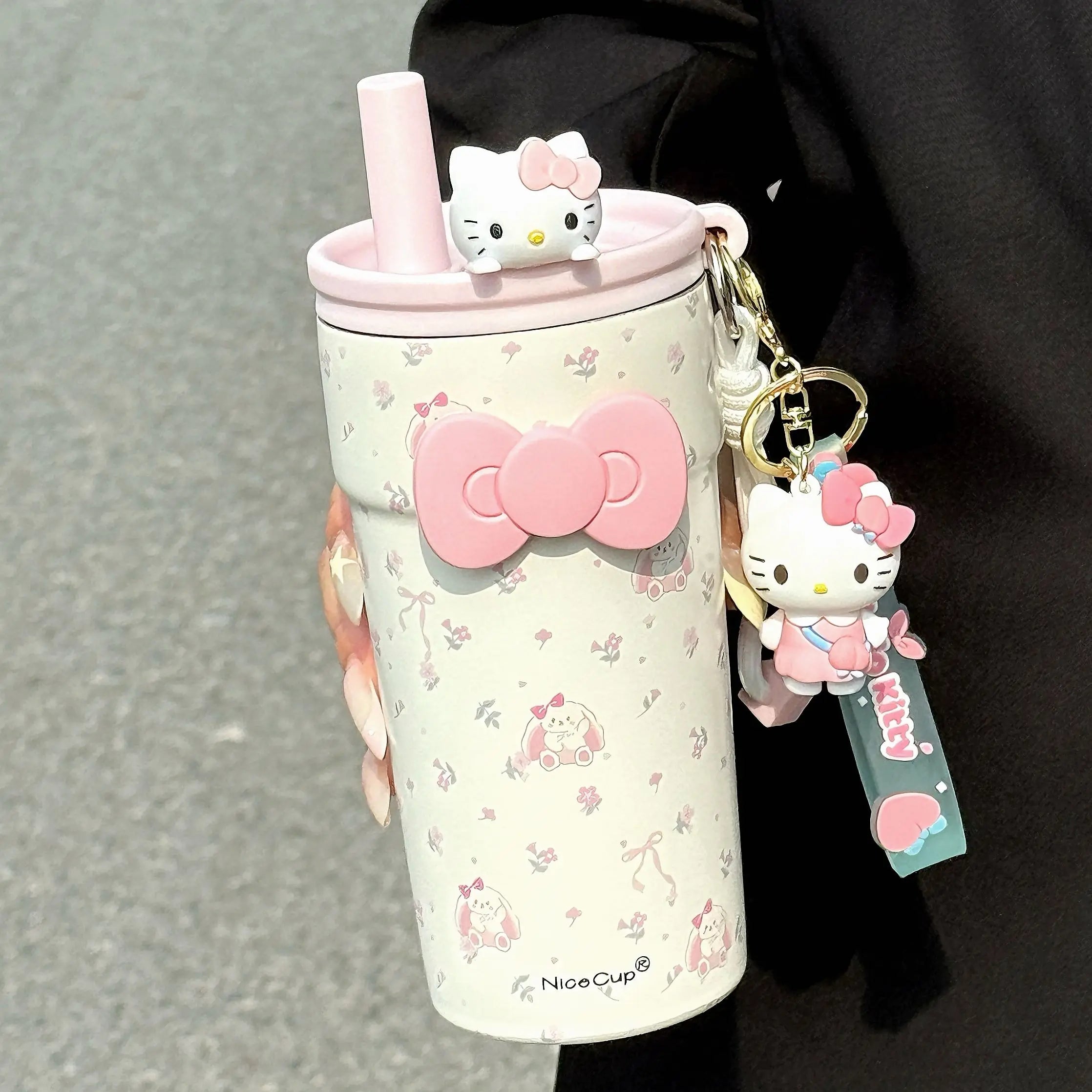 New Campus Style Sanrio Hello Kitty Insulated Tumbler with Straw – Large Capacity 316 Stainless Steel Leak-Proof Travel Coffee Cup – Cute Cartoon Water Bottle