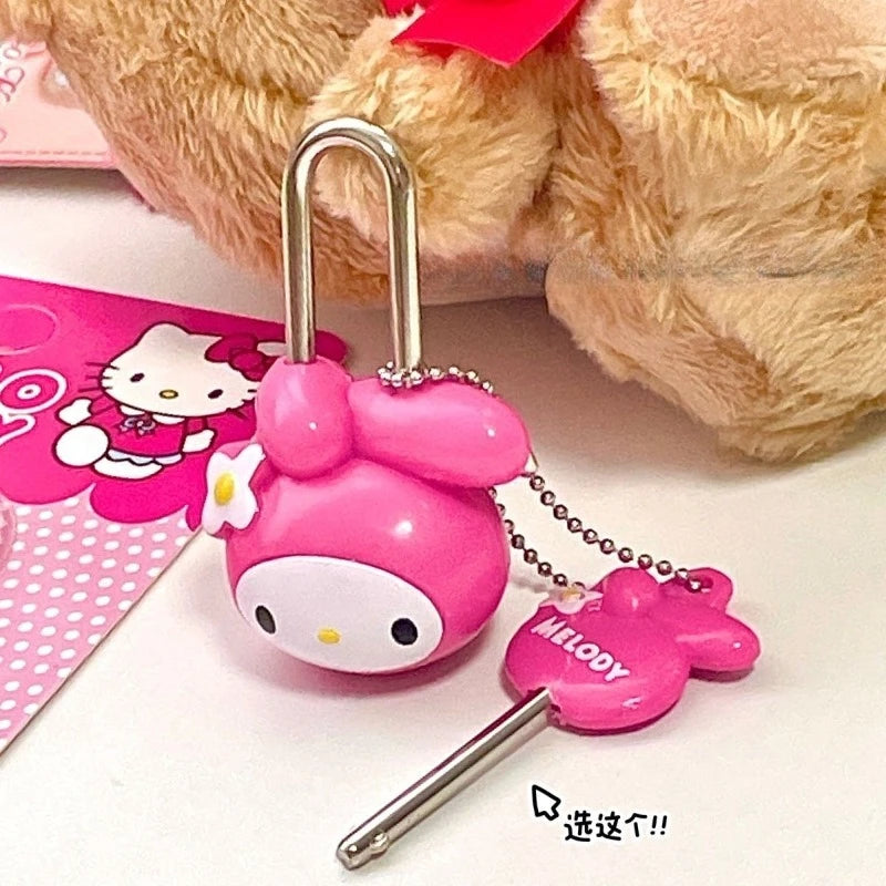 cartoon My Melody and Hello Kitty fashion cute girl heart door lock, anti-theft drawer, dormitory cabinet mini diary lock gift