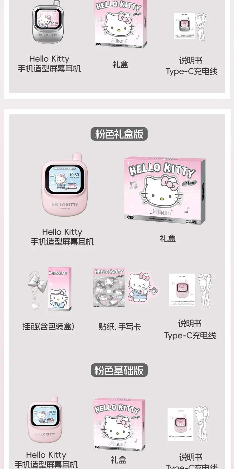 Martube Sanrio Hello Kitty Screen Display Smart Bluetooth Earbuds In-Ear Hi-Fi Sound Noise Cancelling Headset Birthday Toy Gift