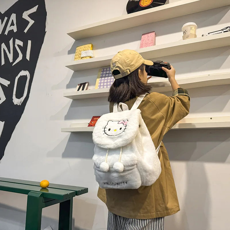 Sanrio Plush Backpack Cartoon Kuromi Melody Cute Backpack Female Sweet Backpack Doll Bag