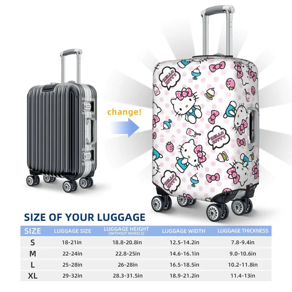 Custom Girls Kitten Classical Printing Luggage Cover Elastic Cute KT Cat Travel Suitcase Protective Covers Fits 18-32 Inch