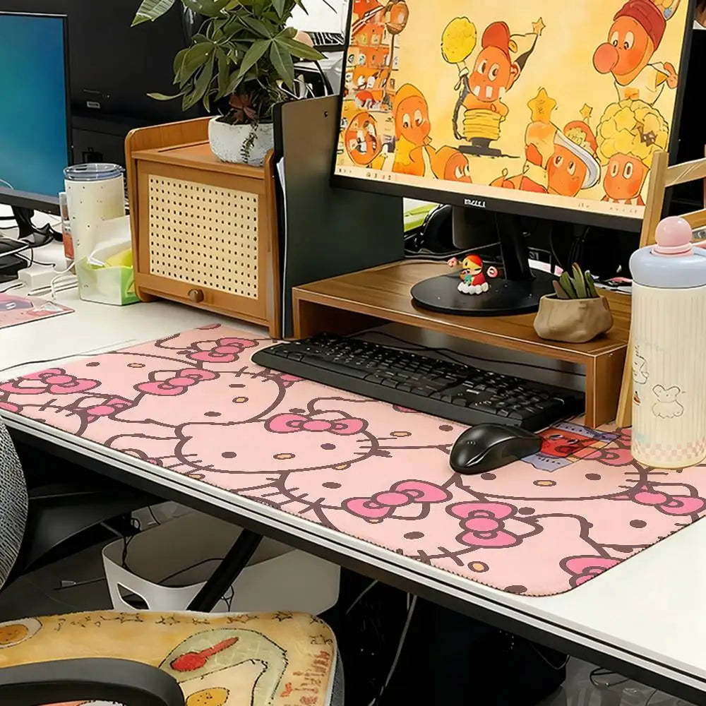 Kawaii Cartoon-H-hello-K-kittyS Cute Mouse Pad Computer Mat Deskpad Laptop Keyboard Mat Office Large Landscape Mousepad