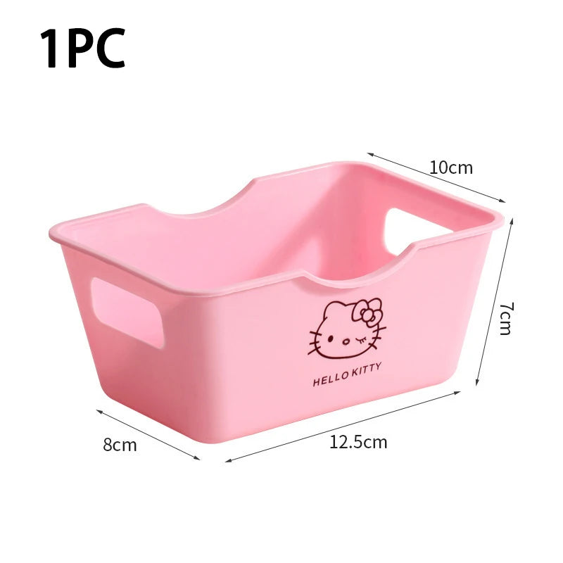 Hello Kitty Desktop Storage Basket – Multi-Functional Organizer Box Set for Cosmetics, Stationery & Snacks – Kawaii Room Decor
