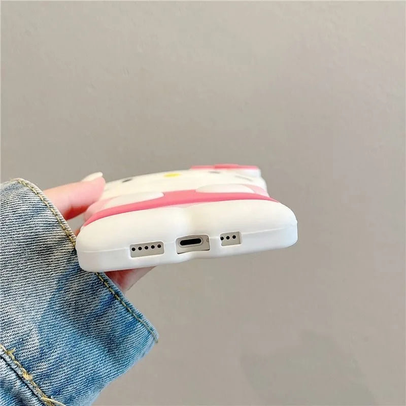 3D Candy Hello Kitty Cartoon Silicon Soft Phone Case for iPhone 17 16 15 Pro Max 14 Plus 12 Pro 13 Mini 11 7 8 X XS XR 4 5S
