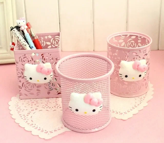 Hello Kitty Sanrio Cartoon Pen Holder – Creative Kawaii Desktop Storage Box – Cute Desk Organizer for School & Home Decor