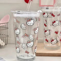 Anime Hello Kitty Double-Layered Glass Cup Kt Cat High-Quality Borosilicate Glass for Household Use Milk Cup Birthday Gifts
