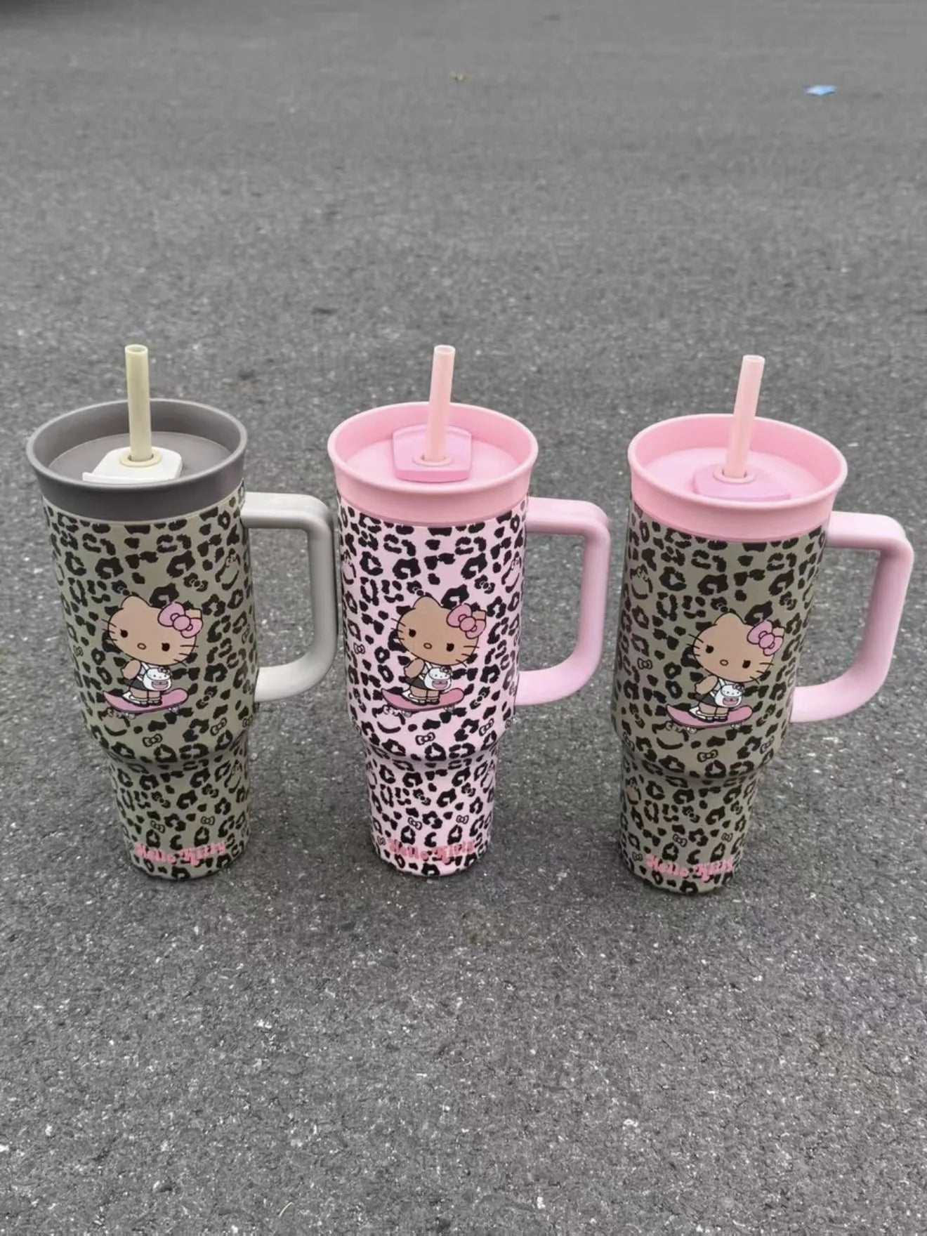 Stainless Steel Insulated Tumbler – Cute Anime Leopard Print Large Capacity Straw Cup – Trendy Travel Water Bottle for Women & Girls