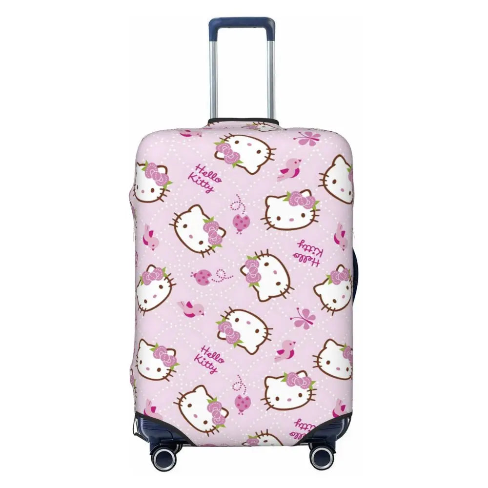 Custom Girls Kitten Classical Printing Luggage Cover Elastic Cute KT Cat Travel Suitcase Protective Covers Fits 18-32 Inch