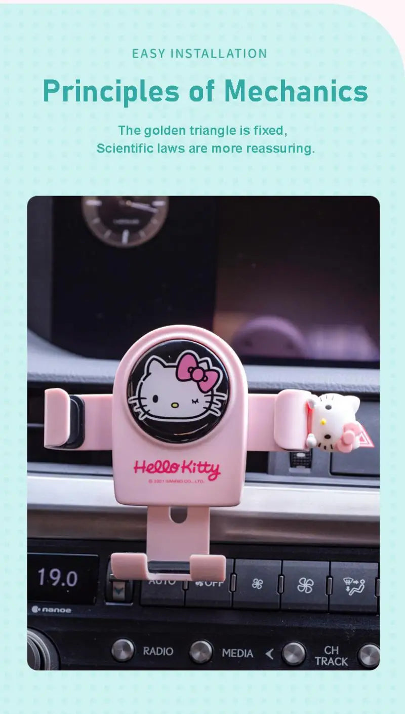 Hello Kitty Car Phone Mount with Aromatherapy Clip – Cute Air Vent & Suction Cup Holder for Navigation