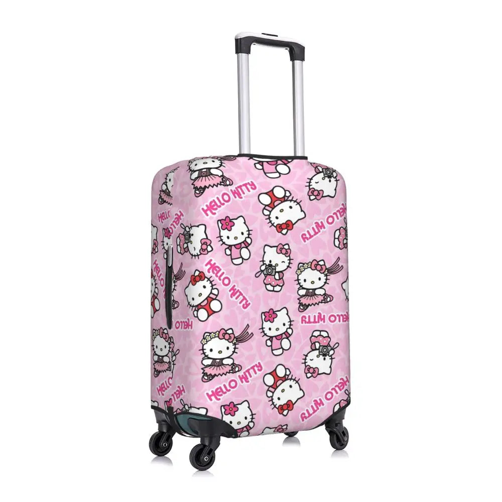 Custom Girls Kitten Classical Printing Luggage Cover Elastic Cute KT Cat Travel Suitcase Protective Covers Fits 18-32 Inch