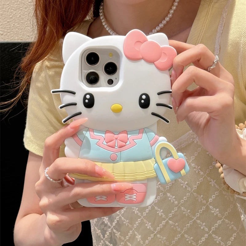 Handbag KT Kuromi For iPhone 17 16 15 14 13 12 11 Pro Max Silicone Soft Cover Case