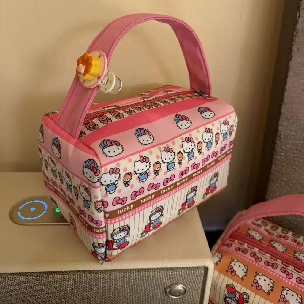 Hello Kitty Cartoon Makeup Bag – Portable Travel Toiletry & Cosmetic Handbag for Women and Girls