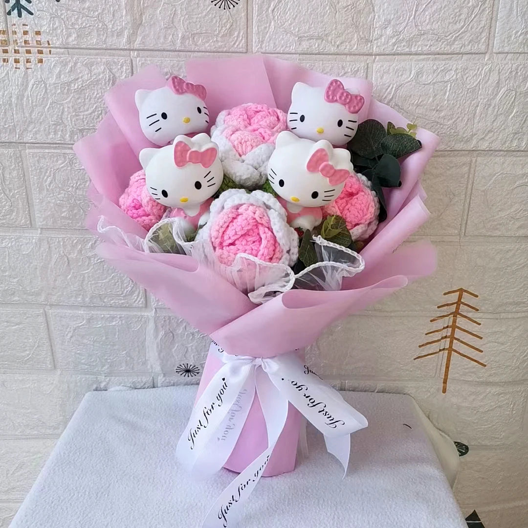 Hello Kitty Cartoon Plush Bouquet – Rose Flower Doll Arrangement for Home Decor & Gift (Valentine’s, Christmas & Wedding)