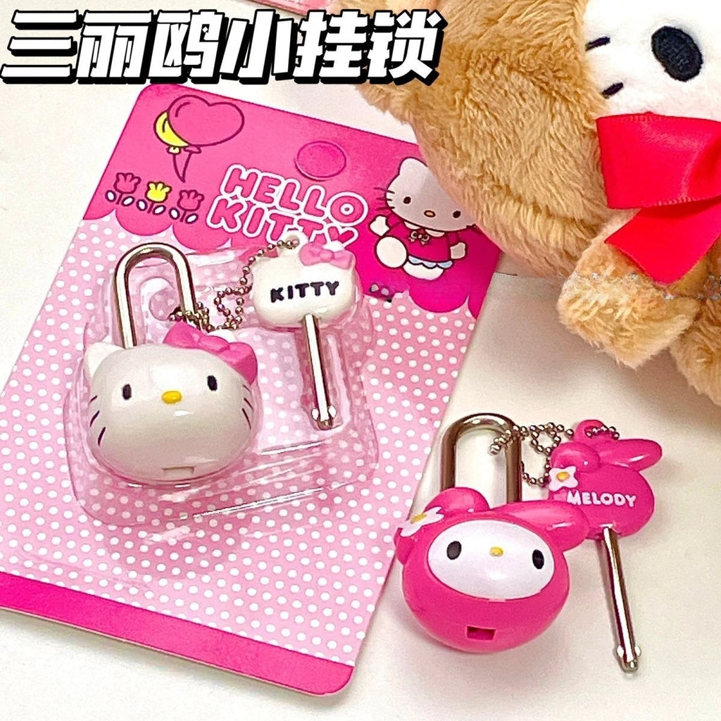 cartoon My Melody and Hello Kitty fashion cute girl heart door lock, anti-theft drawer, dormitory cabinet mini diary lock gift