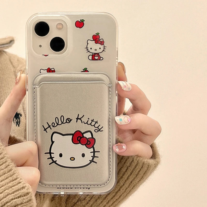 Hello Kitty MagSafe Wallet Phone Case – Magnetic Card Holder & Wireless Charging Cover for iPhone 13, 14, 15, 16 & 17 Pro Max