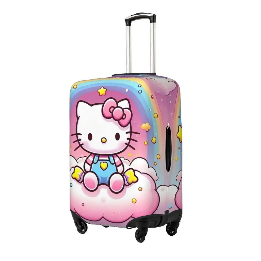 Custom Girls Kitten Classical Printing Luggage Cover Elastic Cute KT Cat Travel Suitcase Protective Covers Fits 18-32 Inch