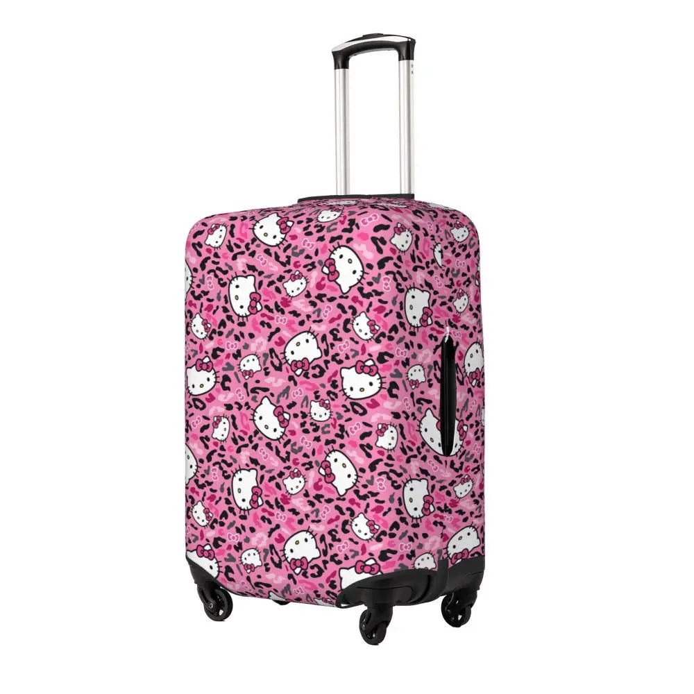 Custom Girls Kitten Classical Printing Luggage Cover Elastic Cute KT Cat Travel Suitcase Protective Covers Fits 18-32 Inch