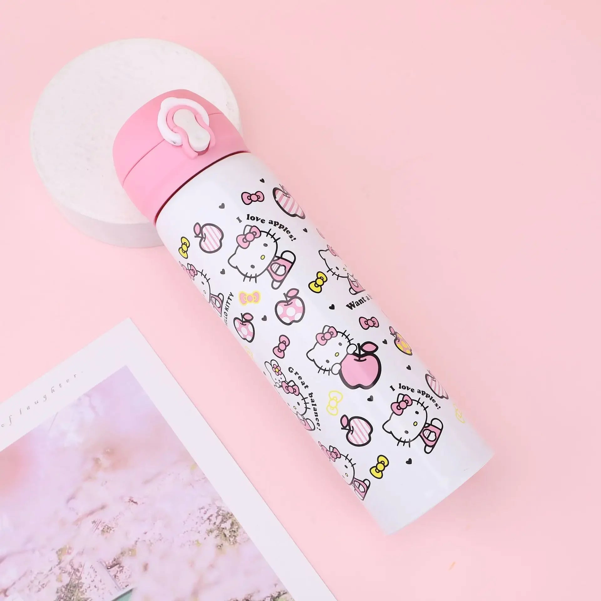 New Hello Kitty Children Thermos Cup One Click Open Lid BPA Free 304 Stainless Steel Leak Proof Spring Straw for School Outdoors