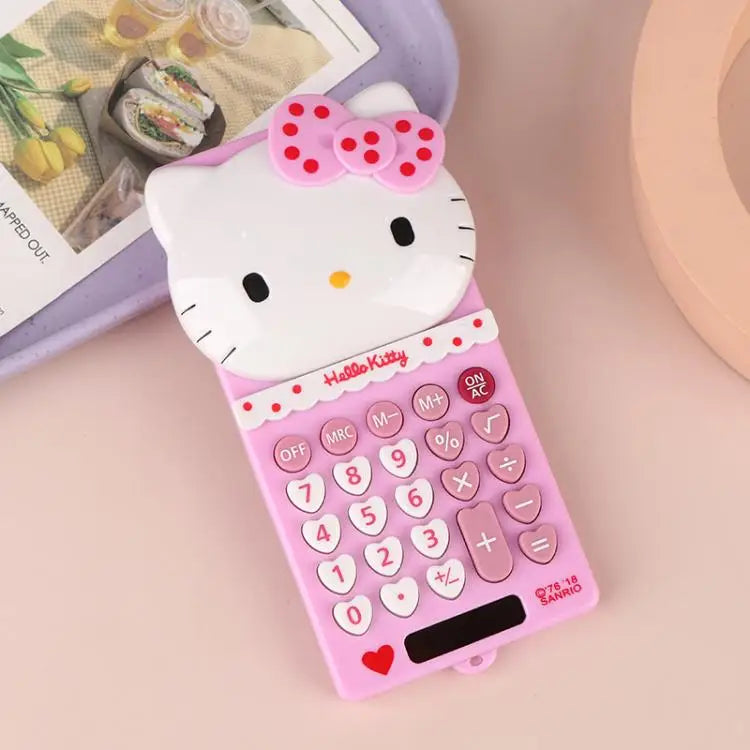 Cute Hello Kitty Cartoon Push Cover Calculator – Multi-Functional Portable Desk Calculator – Creative Student Back-to-School Gift