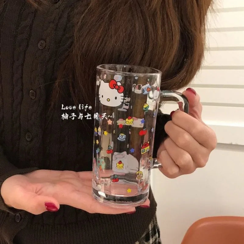 Sanrio Hello Kitty Glass Cup Yanzhijia Party Atmosphere Beer Mug Fashion Simple Cartoon Send To Friends Birthday Gift Cute 2026